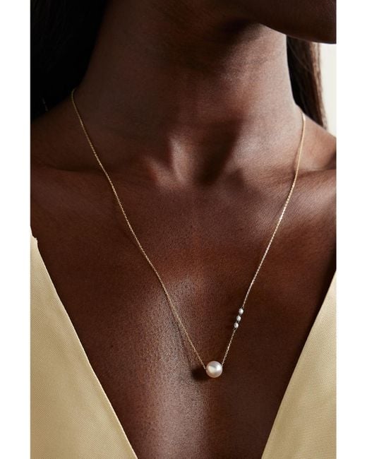 Mizuki Natural 14-Karat, Pearl And Diamond Necklace