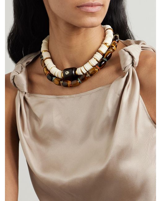 Julietta Brown Donna-Tone Tiger's Eye And Crystal Necklace