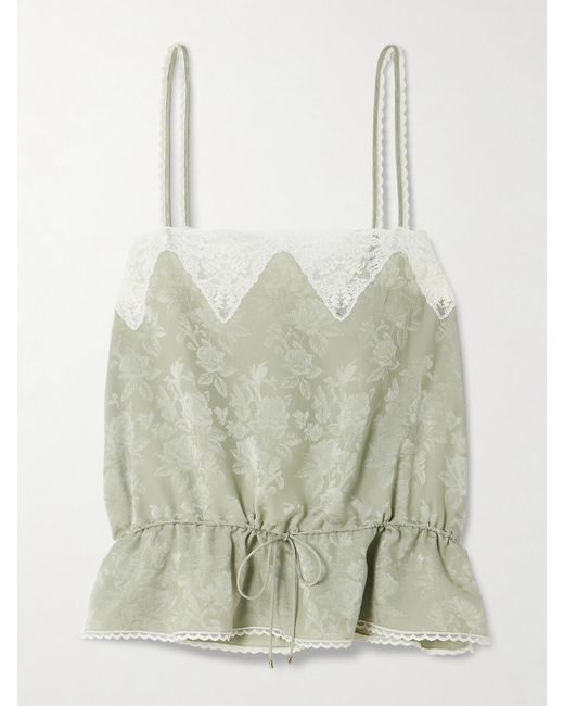 Chloé White Lace-Trimmed Silk-Jacquard Camisole