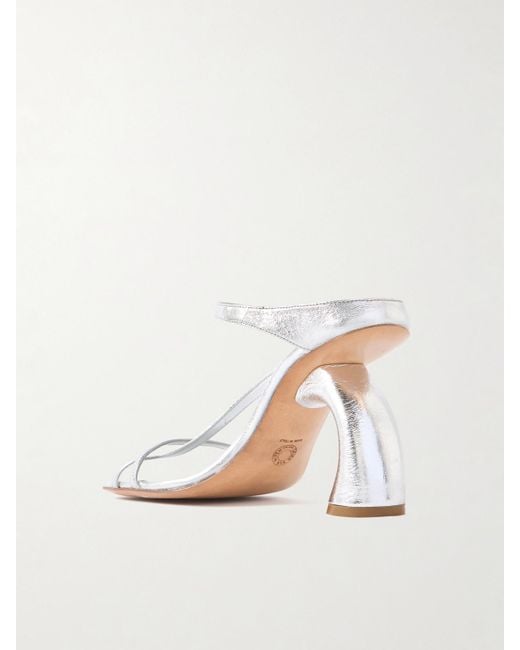 Dries Van Noten White Metallic Leather Mules