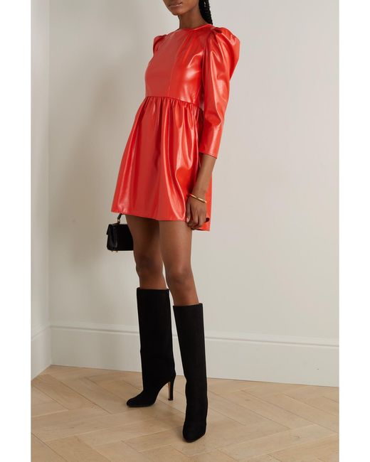 BATSHEVA Red Vinyl Mini Dress
