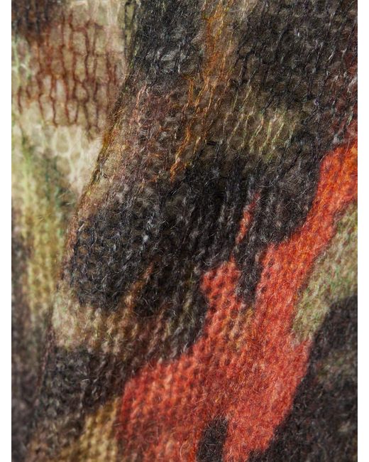 R13 Green Boyfriend Distressed Camouflage-Print Open-Knit Sweater