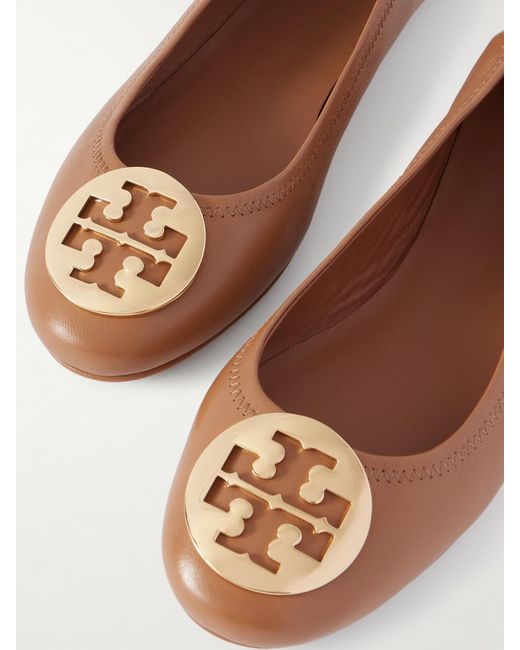 Tory Burch White Minnie Travel Ballerinas Aus Leder Mit Logodetail
