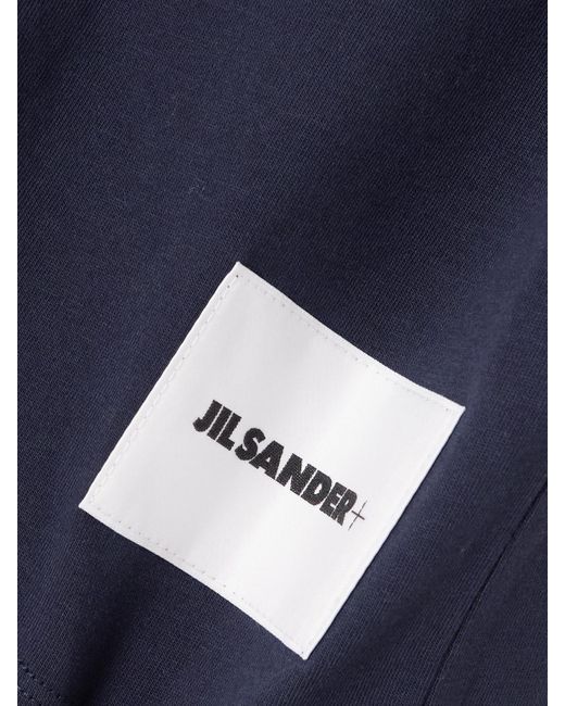 Jil Sander Blue Set Aus Drei T-Shirts Aus Baumwoll-Jersey Mit Applikation