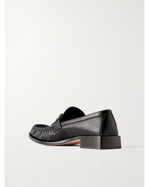 Roger Vivier Black Viv Moc 25 Embellished Gathered Leather Loafers