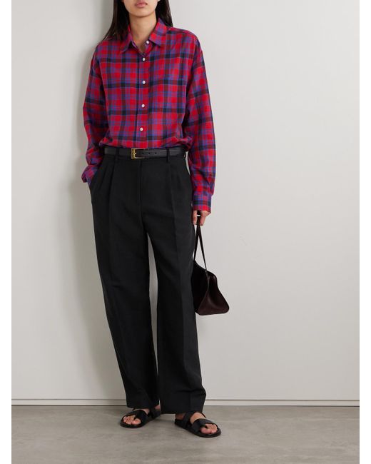 The Row Black Lilas Pleated Wool-Blend Twill Tapered Pants