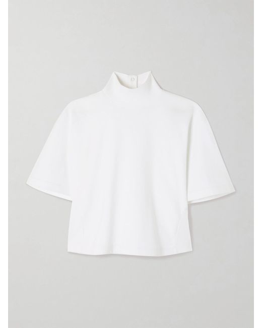 Alaïa White Cropped Cotton-Jersey Turtleneck T-Shirt