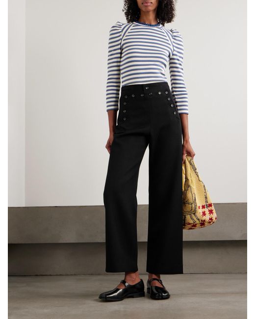 Bode Black Sailor Wool-Twill Straight-Leg Pants
