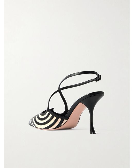 Roger Vivier Natural I Love Vivier 85 Striped Leather Slingback Pumps
