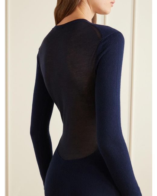 Tom Ford Blue Cashmere And Cotton-Blend Knitted Maxi Dress