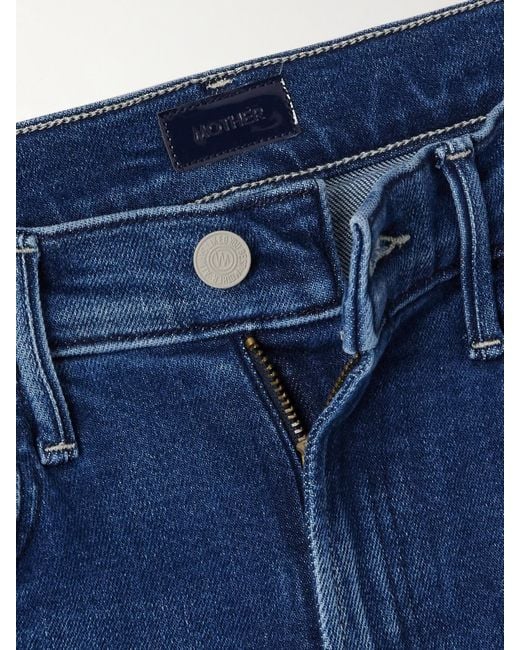 Mother Blue The Hustler Flood Fray High-Rise Bootcut Jeans