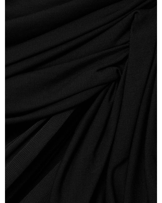 Dolce & Gabbana Black Draped Gathered Organza Halterneck Gown