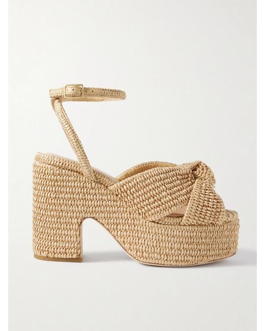 Loeffler Randall Natural Liza Raffia Platform Sandals