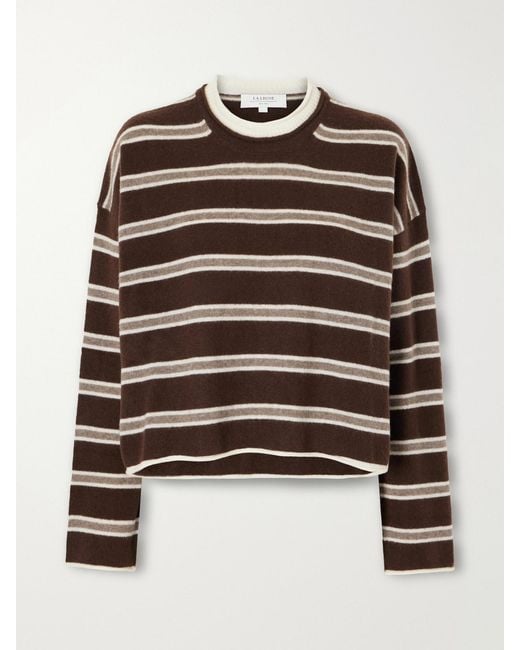 La Ligne Brown Dominick Striped Cashmere And Silk-Blend Sweater