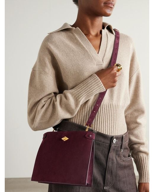 Metier Purple Stowaway Suede Shoulder Bag