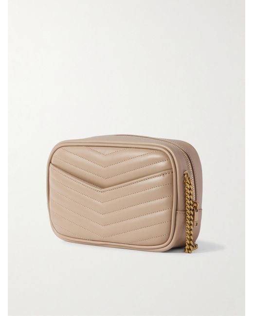 Saint Laurent Natural Lou Mini Schultertasche Aus Matelassé-Leder