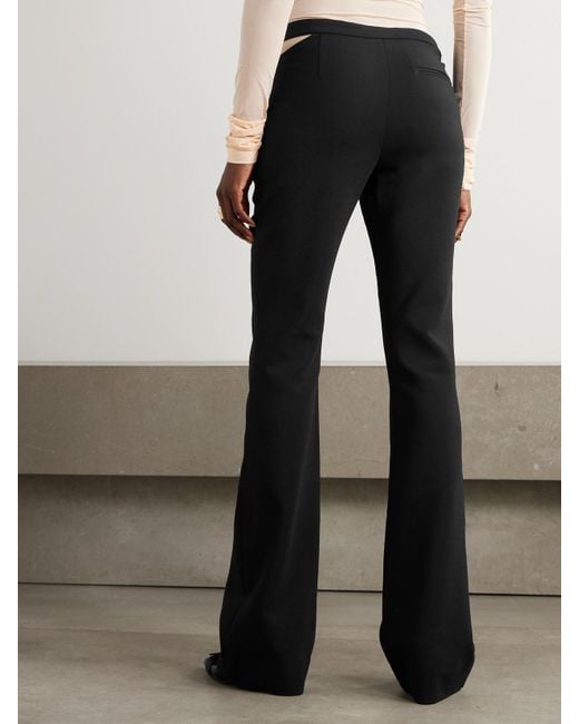 Courreges Black Schlaghose Aus Einer Wollmischung Mit Schnalle Und Cut-Out