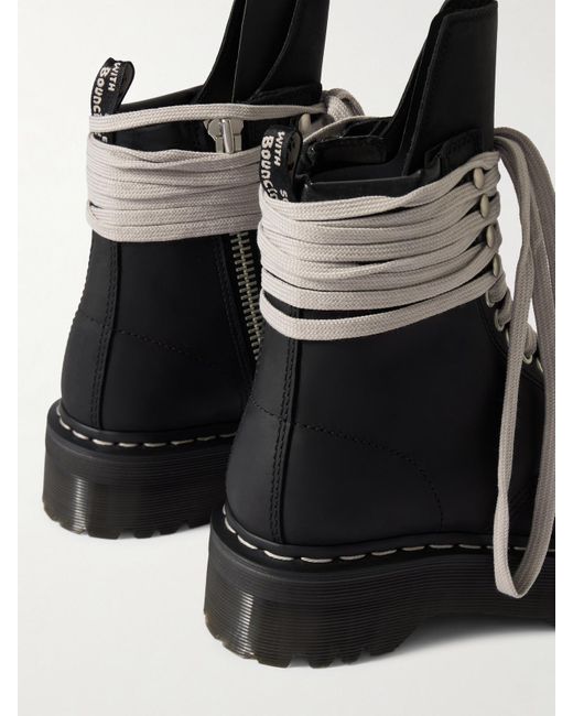 Rick Owens Black Dr. Martens 1460 Quad Sole Schnürstiefel Aus Leder