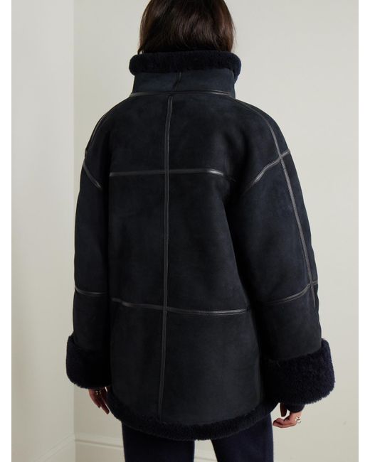 Totême  Black Leather-Trimmed Shearling Jacket