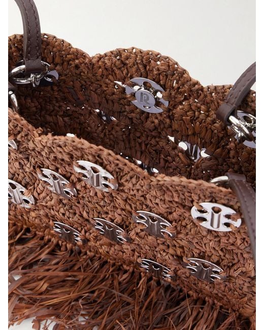Rabanne Brown Embellished Raffia Shoulder Bag