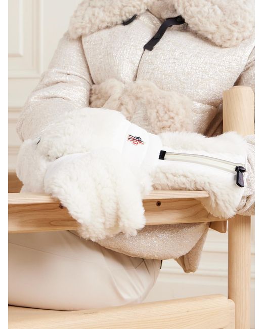 Moncler Natural Shearling And Suede Ski Gloves