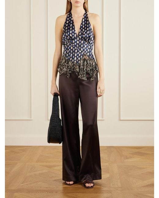Staud Brown Stroll Silk-Dupioni Wide-Leg Pants