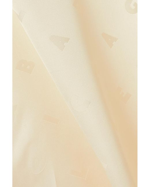 Balenciaga Natural Oversized Hooded Pussy-Bow Satin-Jacquard Blouse