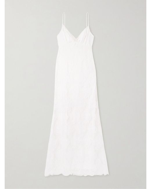 Self-Portrait White Maxikleid Aus Einer Baumwollmischung Und Spitze Mit Schleife