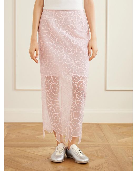CECILIE BAHNSEN Pink Cbgus Embroidered Organza Maxi Skirt