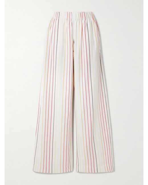 Marrakshi Life Natural The Palazzo Striped Cotton Wide-Leg Pants