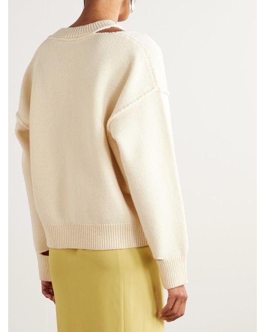 Rohe Natural Pullover Aus Einer Woll-Kaschmirmischung Mit Cut-Outs
