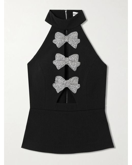 Rebecca Vallance Black Lita Cutout Embellished Cady Top