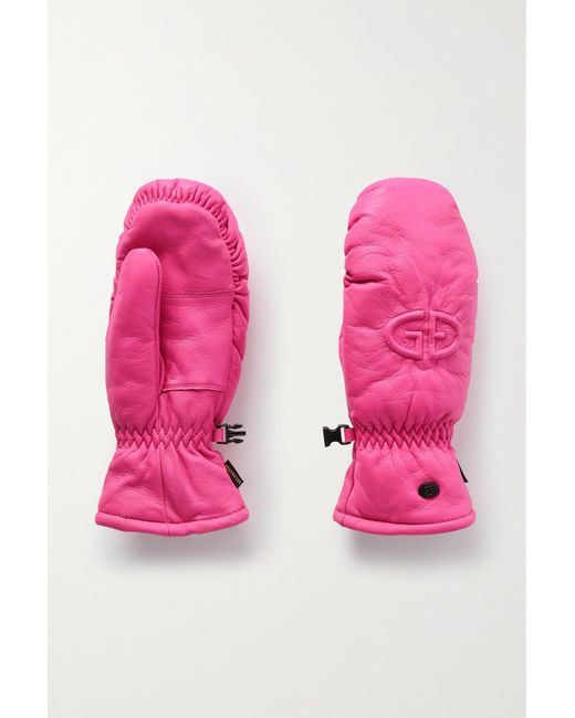 Goldbergh Hilja Embossed Padded Leather Ski Mittens in Pink Lyst UK