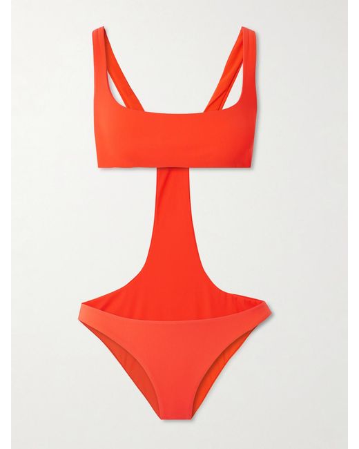 Kiki de Montparnasse Red La Sirene Cutout Swimsuit