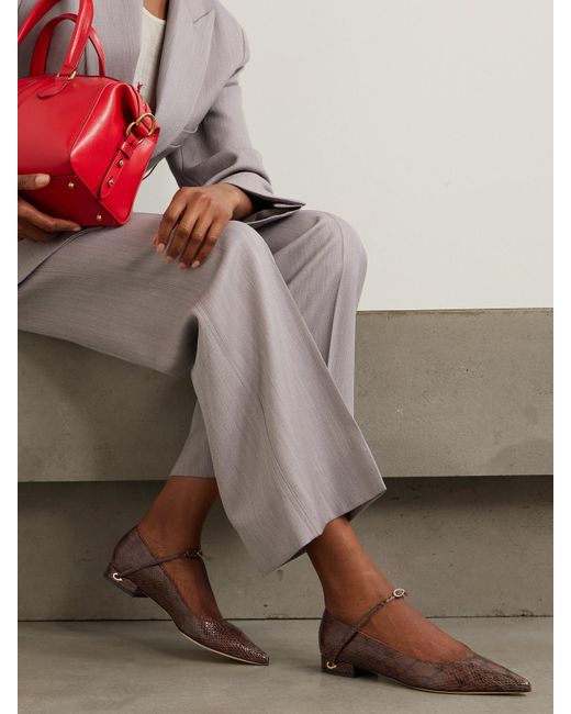 JENNIFER CHAMANDI Brown Lorenzo 20 Elaphe Point-Toe Flats