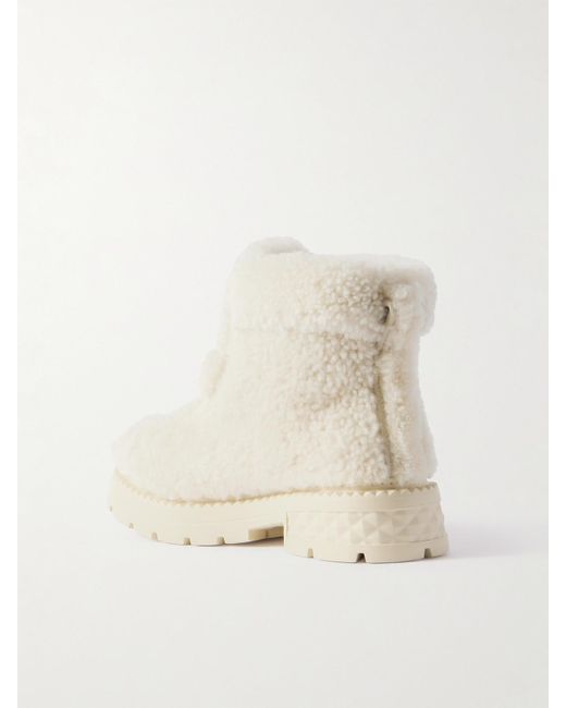 Jimmy Choo Natural Shea Faux Pearl-Embellished Shearling Ankle Boots