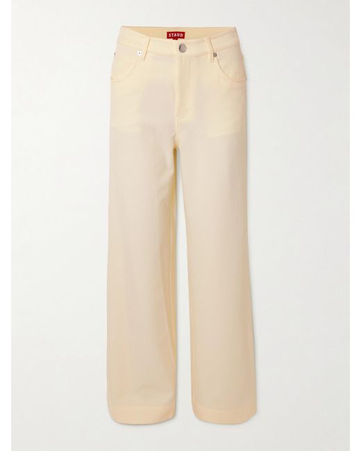 Staud Natural Grayson Twill Wide-Leg Pants