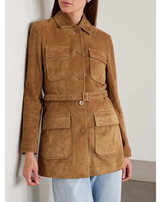 Veste En Daim À Ceinture Romana Nour Hammour en coloris Brown
