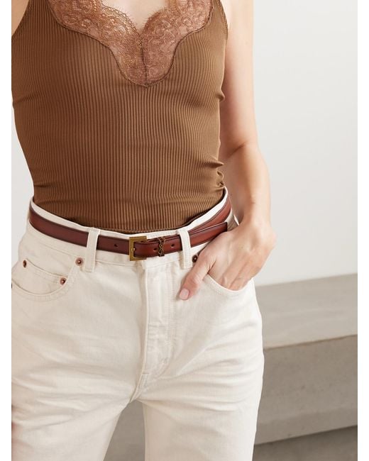 Saint Laurent Brown Leather Belt
