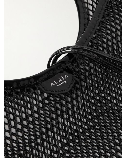 Alaïa Black Patent-Leather Trimmed Mesh Shoulder Bag
