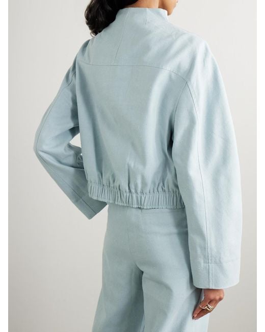 Loulou de Saison Blue Bago Verkürzte Jacke Aus Strukturiertem Twill Aus Einer Baumwollmischung