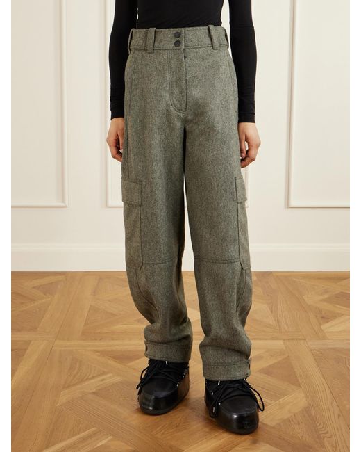 Moncler Gray Wool-Gabardine Tapered Ski Pants