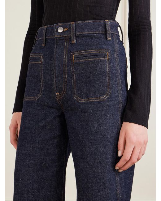 Khaite Blue Delmonico High-Rise Wide-Leg Jeans