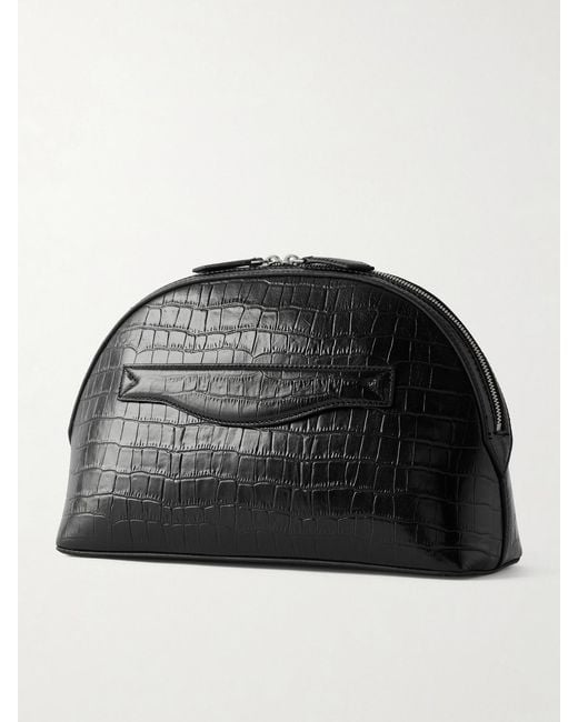 A.Emery Black Halloran Croc-Effect Leather Clutch