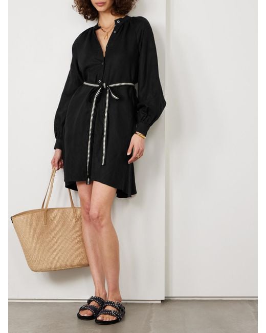Robe Midi En Lin Et Modal Tencel Lenzing Mélangés À Ceinture Meaza Lemlem en coloris Black