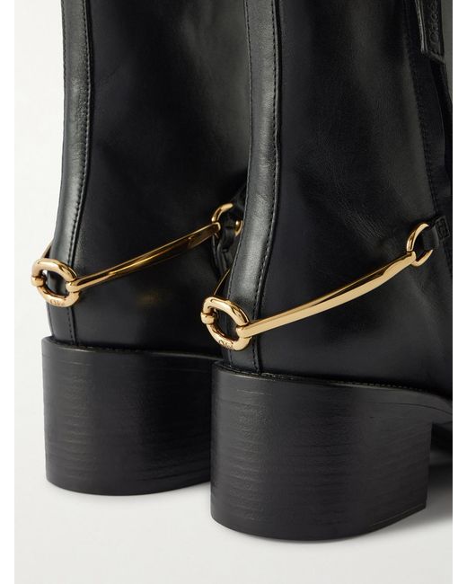 Chloé Black Dakota Embellished Leather Ankle Boots