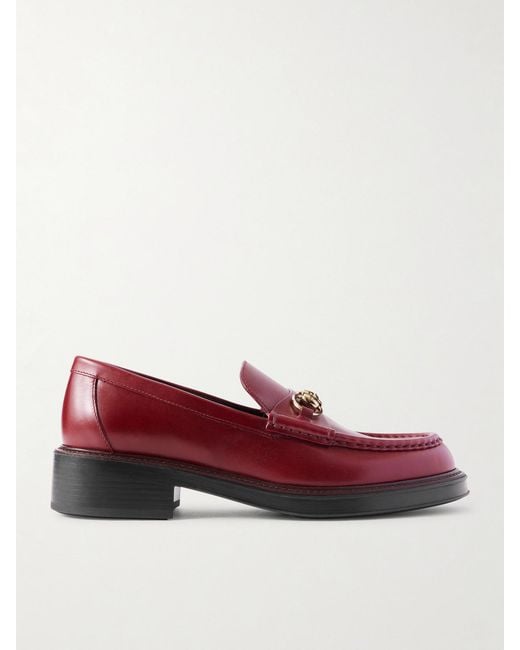 Mocassins En Cuir À Ornements Horsebit Gucci en coloris Red