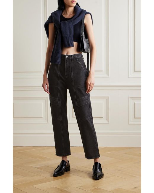Agolde Black Net Sustain Cooper Cargo High-Rise Straight-Leg Organic Jeans
