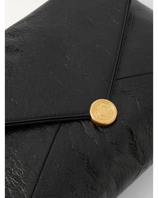 Dries Van Noten Black Mittelgroße Clutch Aus Strukturiertem Leder
