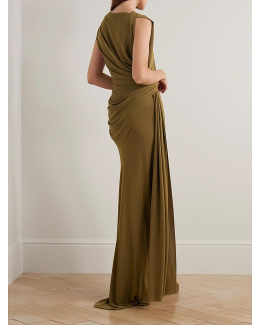 Robe Du Soir En Jersey Crêpe Recyclé Stretch À Fronces Et À Drapés Alex Perry en coloris Natural